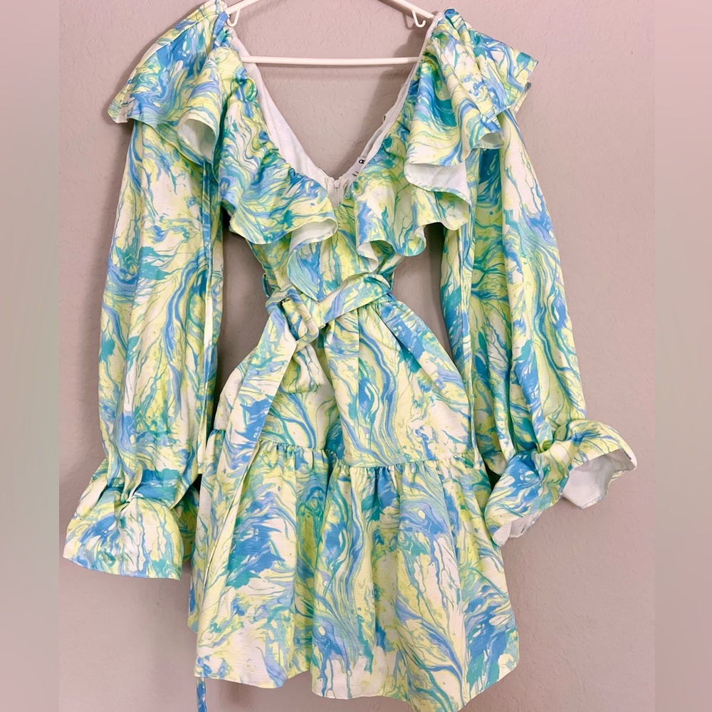 ASOS LUXE Dress (white & green)